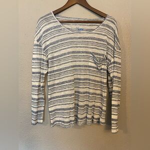 Like new Blue Life Stripe Long Sleeve Beach Bum Jersey Burn out Top
